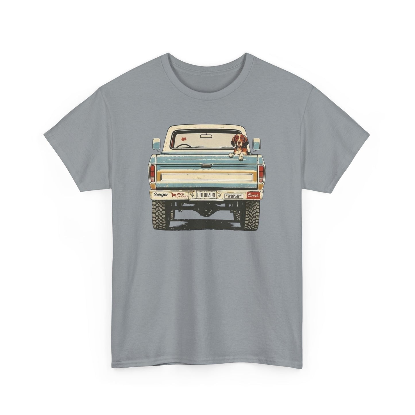 Mans Best Friend In Pickup Truck USA Graphic T Shirt NEW Unisex Heavy Cotton Tee