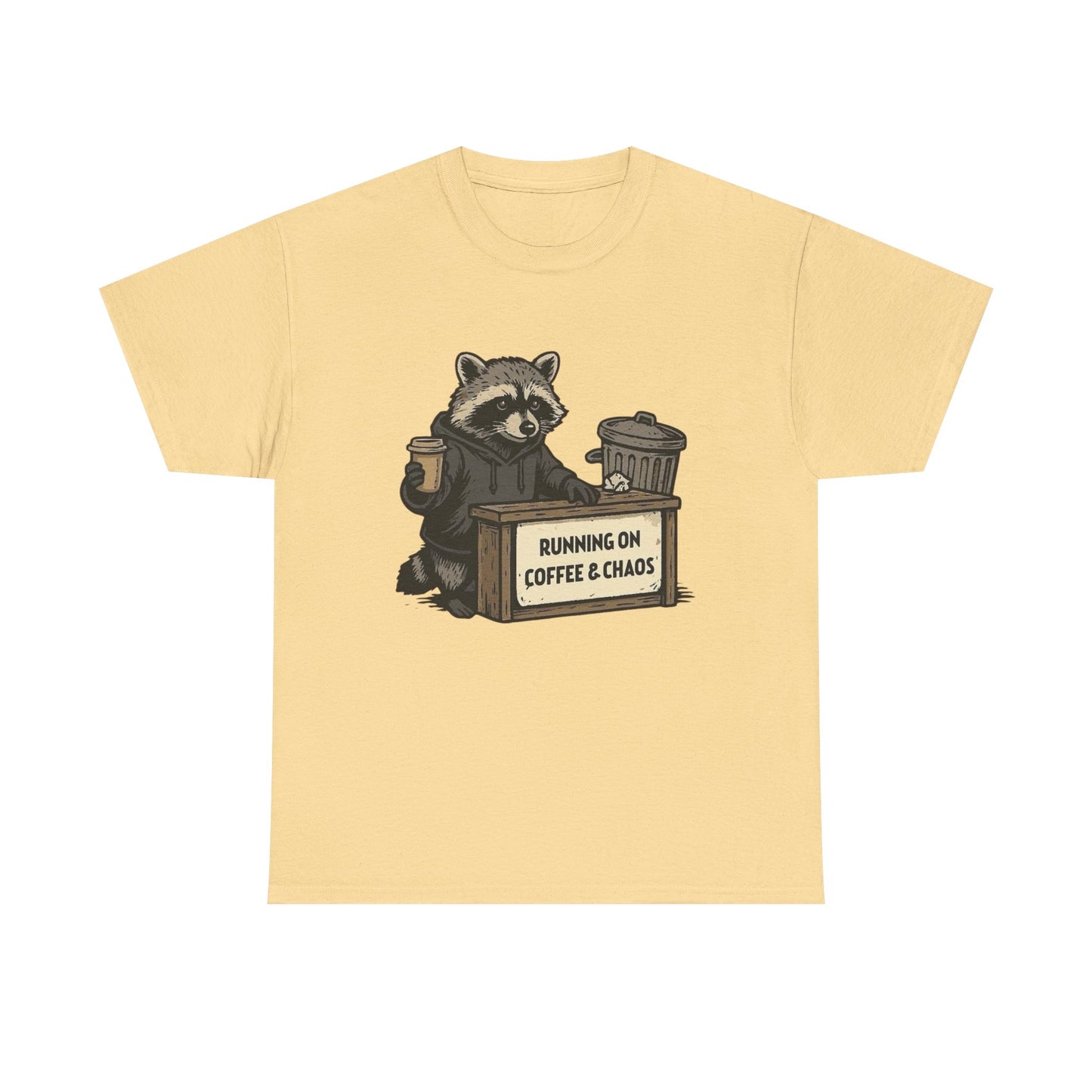 Running On Coffee And Chaos Funny Graphic T Shirt Heavy Cotton Tee Gift Vintage