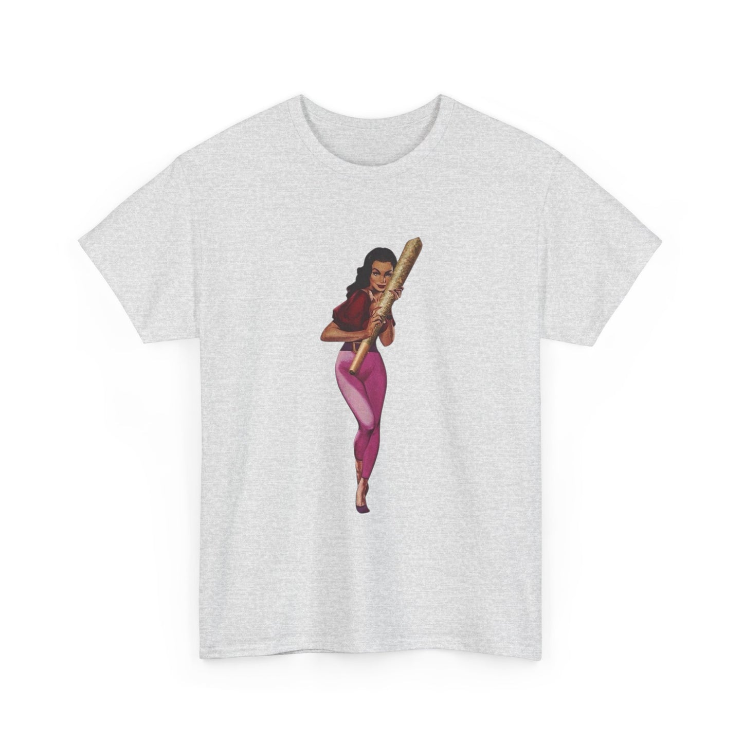 Weed Joint Hugs Vintage Pinup Graphic T-Shirt Womens Comfy Cotton Tee NEW