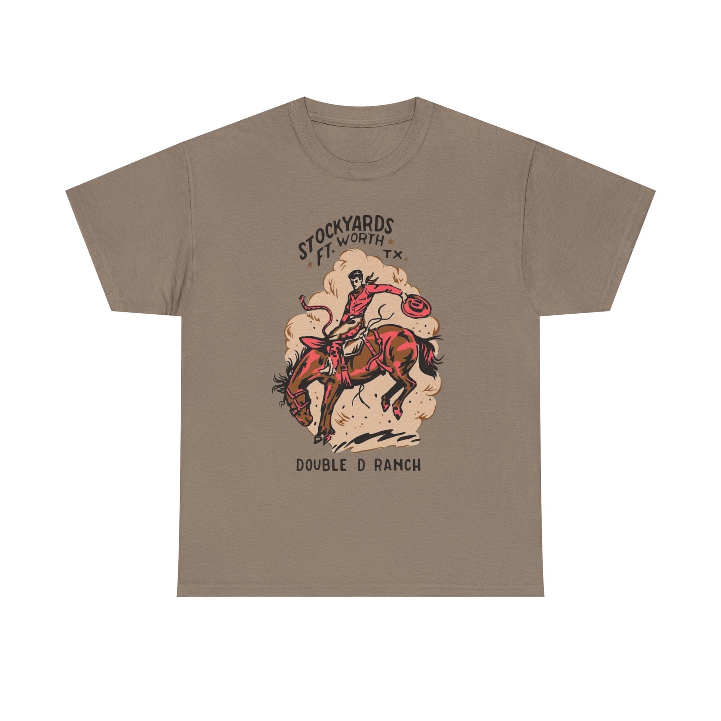 Texas Cowboy Stockyards Vintage Graphic T Shirt Unisex Heavy Cotton Tee