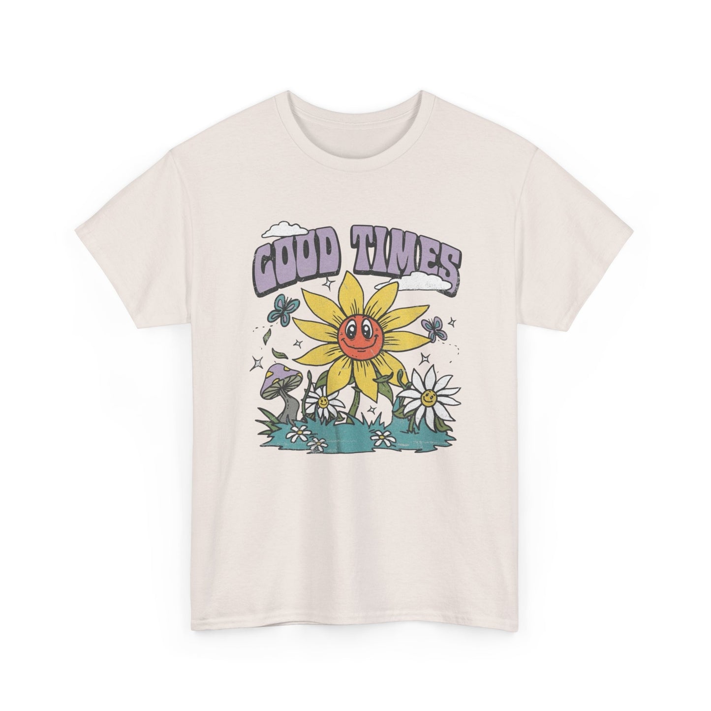Good Times Sunflower Graphic T Shirt Unisex Heavy Cotton Tee