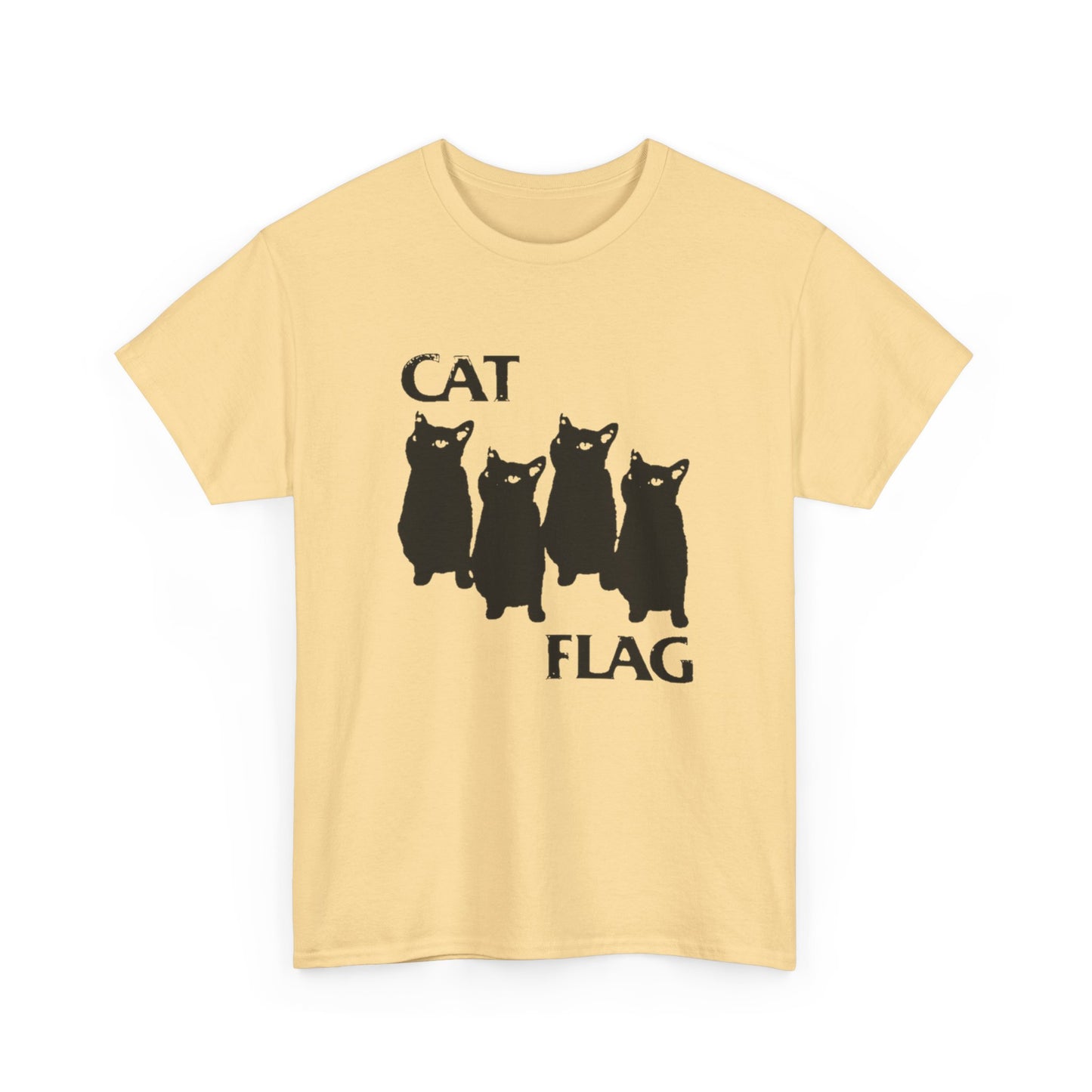 Cat Flag Funny Retro Graphic T Shirt Unisex Heavy Cotton Tee