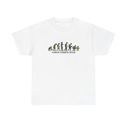 Human Common Sense Evolution Graphic T Shirt Unisex Heavy Cotton Tee Gift New