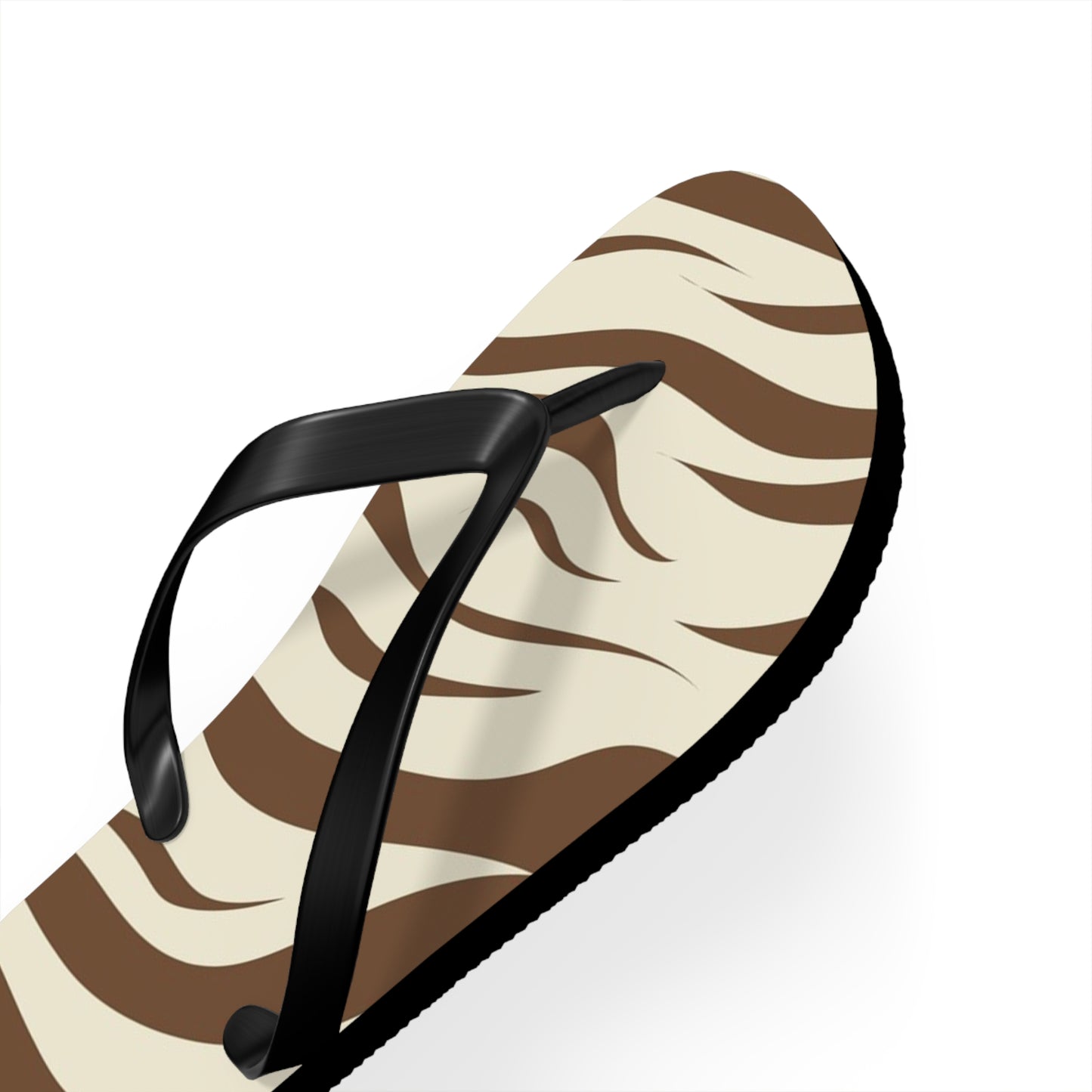 Brown Zebra Print Beach Sandals, Slides for Summer, Flip Flops, Water Resistant