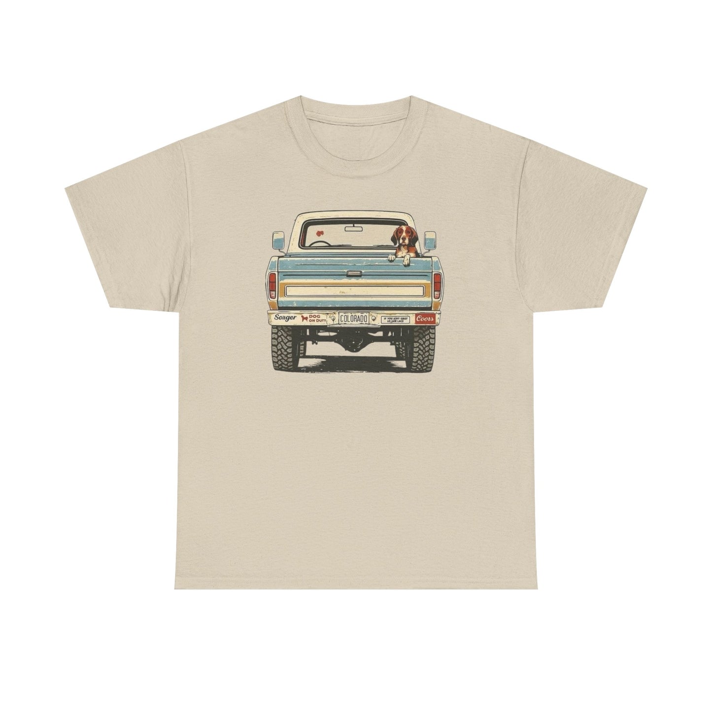 Mans Best Friend In Pickup Truck USA Graphic T Shirt NEW Unisex Heavy Cotton Tee