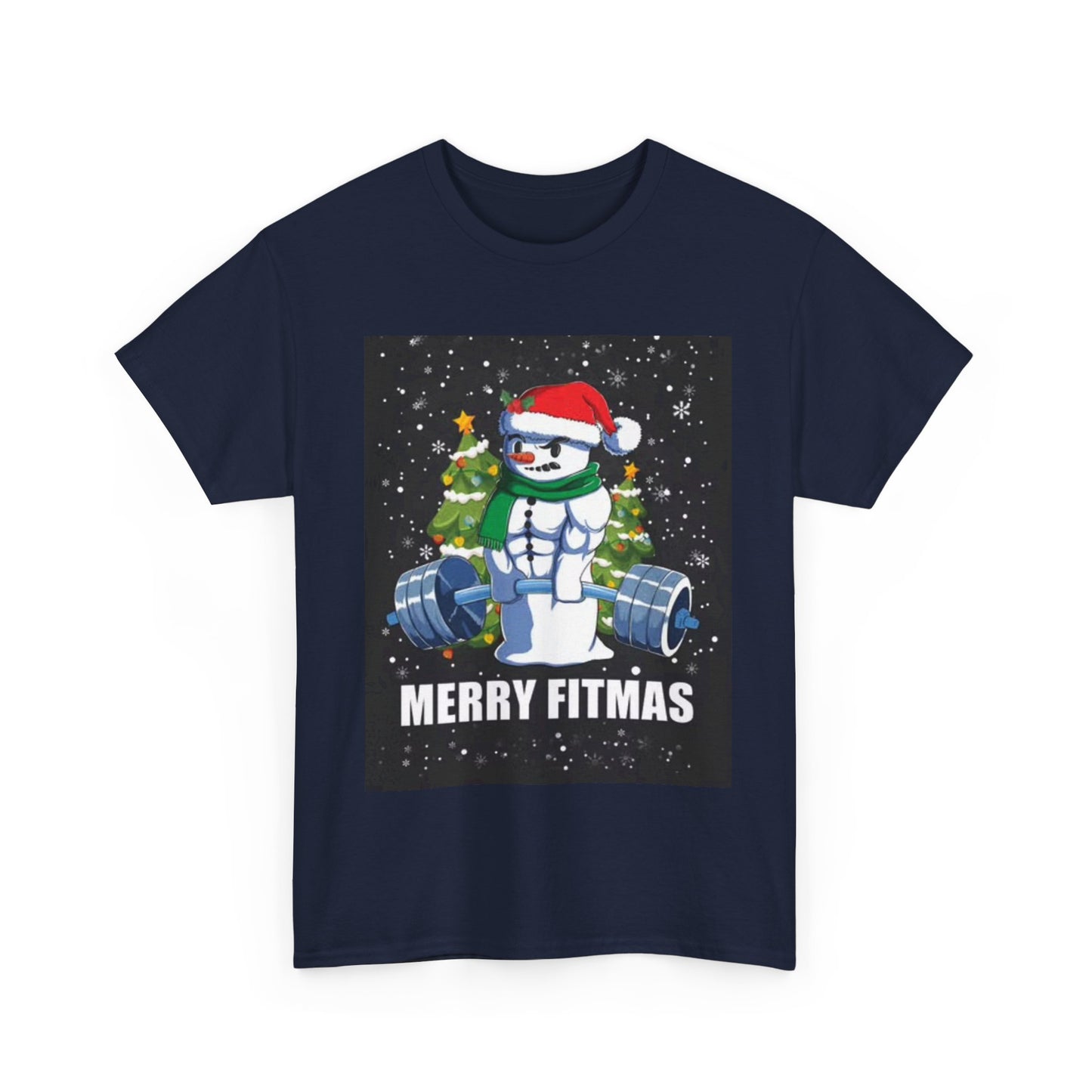 Merry Fitmas Shirt Funny Gym Snowman Christmas Gym Unisex Heavy Cotton Tee