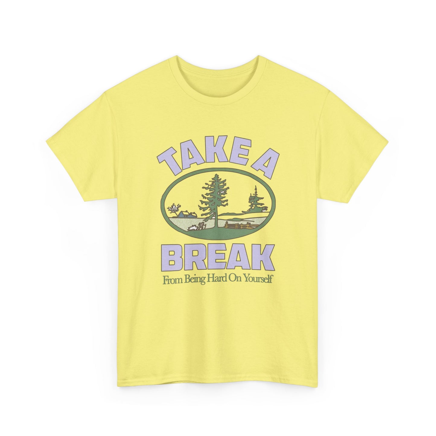 Take A Break Mental Health Retro Graphic T Shirt NEW Adult Unisex Heavy Cotton