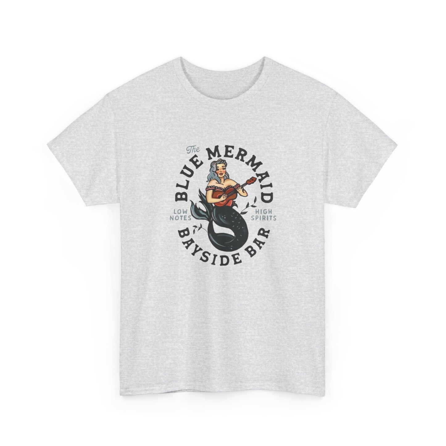 Blue Mermaid Bayside Bar Retro Graphic T Shirt Unisex Heavy Cotton Tee
