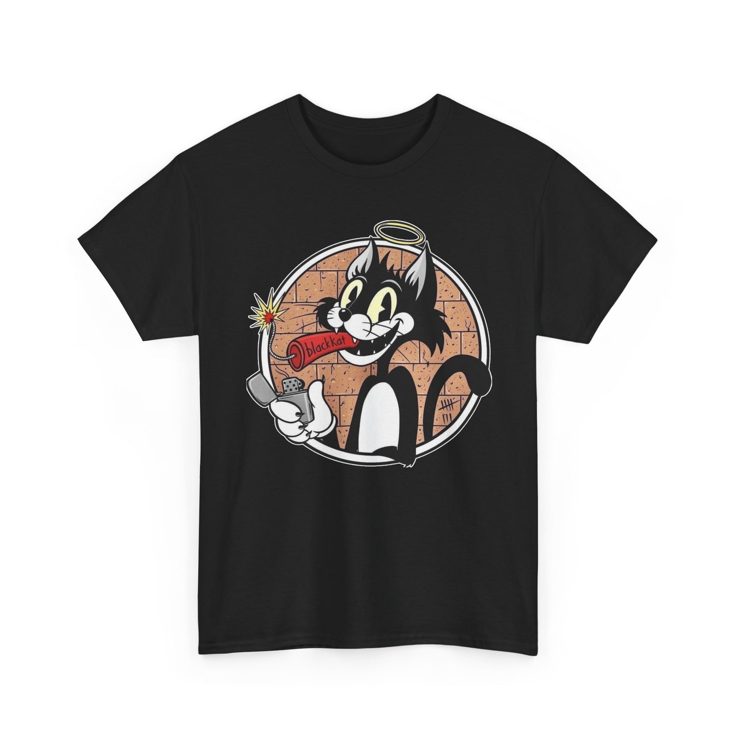 Blackcat Retro Graphic T Shirt NEW Vintage Unisex Heavy Cotton Tee