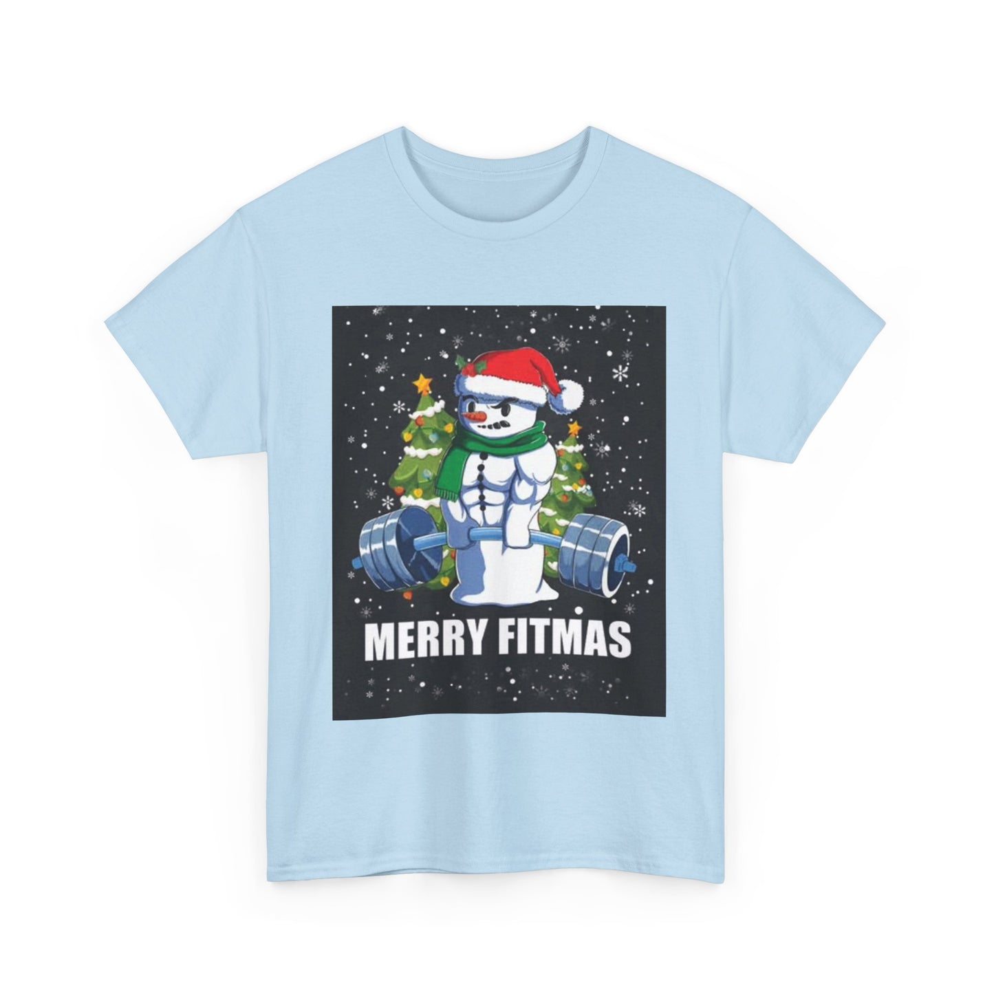 Merry Fitmas Shirt Funny Gym Snowman Christmas Gym Unisex Heavy Cotton Tee