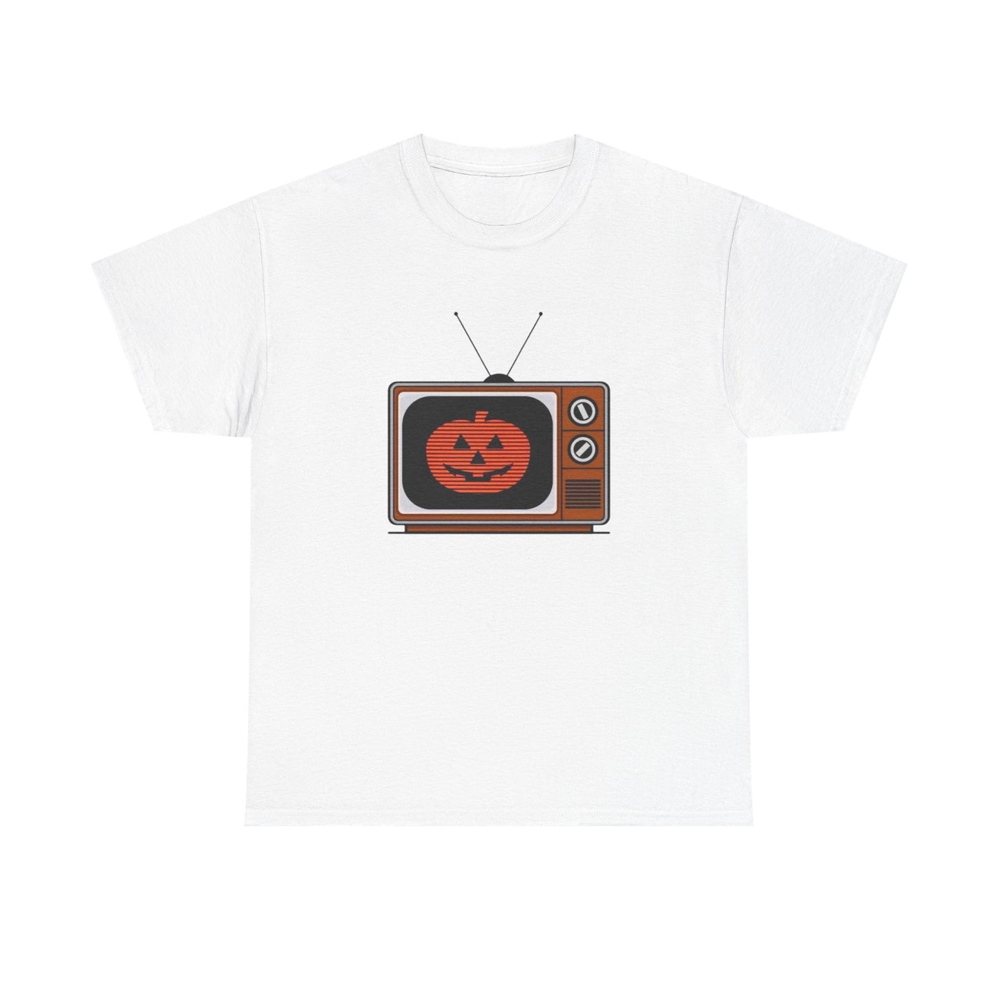 Halloween Pumpkin Tv Retro Graphic T Shirt Unisex Heavy Cotton Tee