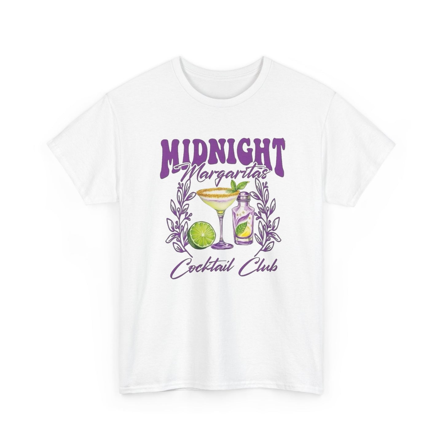 Midnight Margaritas Cocktail Club Graphic T Shirt NEW Unisex Heavy Cotton Tee