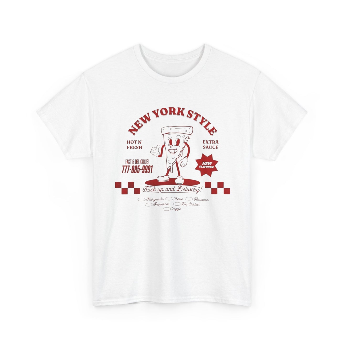 New York Style Pizza Retro Graphic T Shirt Unisex Heavy Cotton Tee