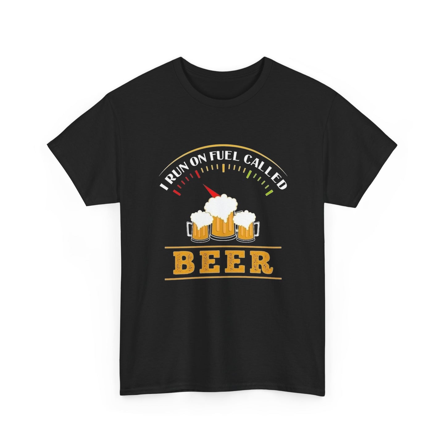 I Run On Beer Funny Graphic T Shirt ADULT Unisex Heavy Cotton Tee