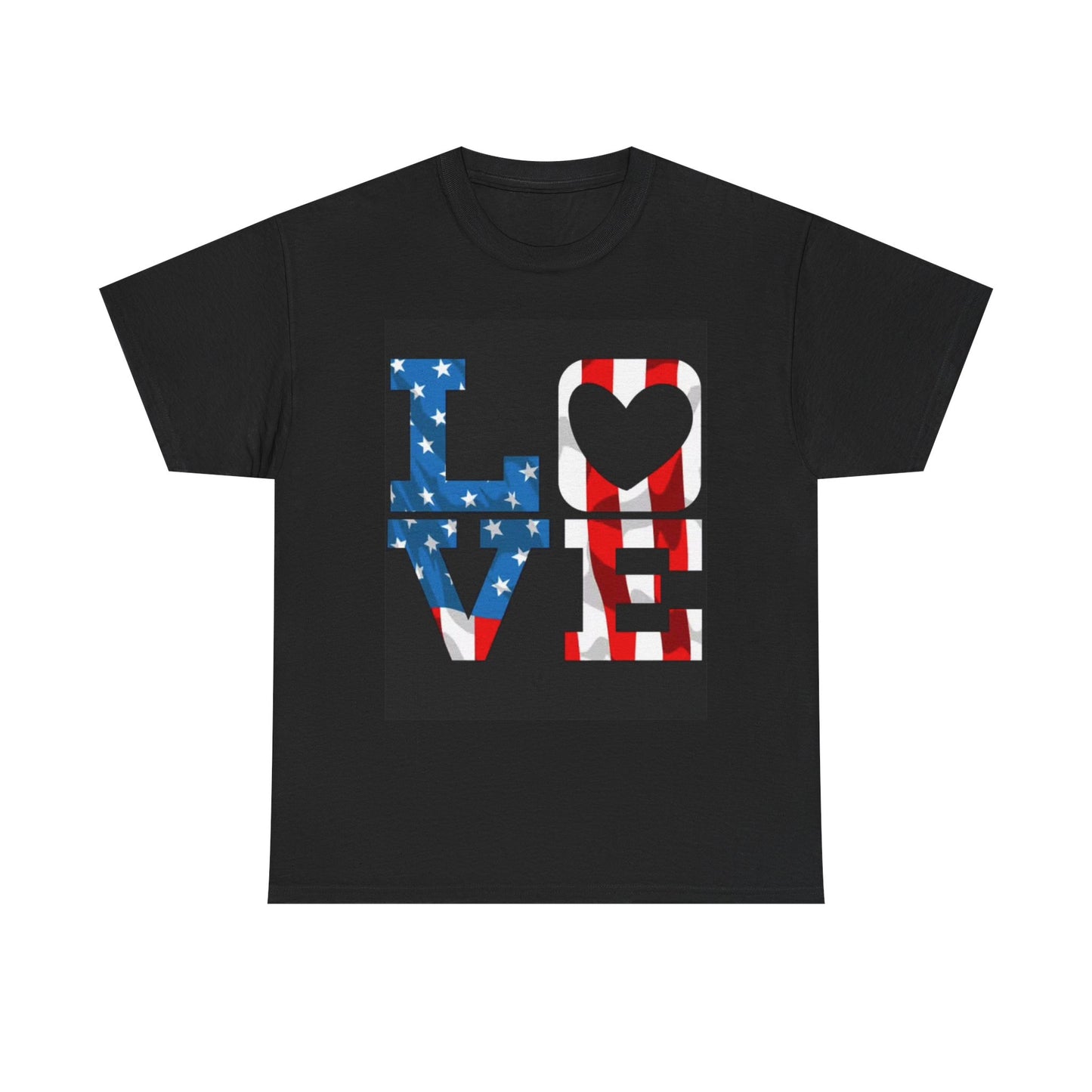 American Hippie Love Tshirt American Flag Retro USA Love Unisex Heavy Cotton Tee