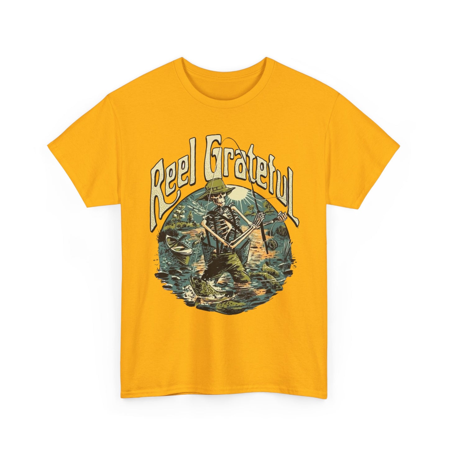 Reel Grateful Fishing Graphic T Shirt Unisex Cotton Tee Gift NEW