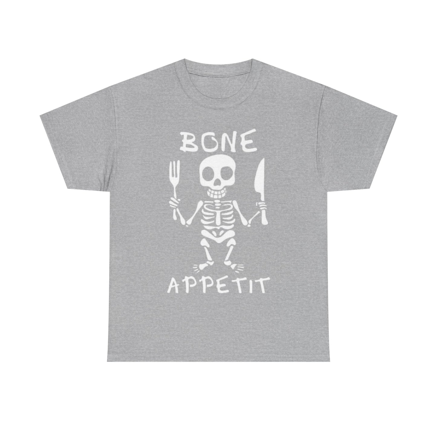 Bone Appetit Shirt Funny Comedy Jokes Skeleton Chef Sous Unisex Heavy Cotton Tee