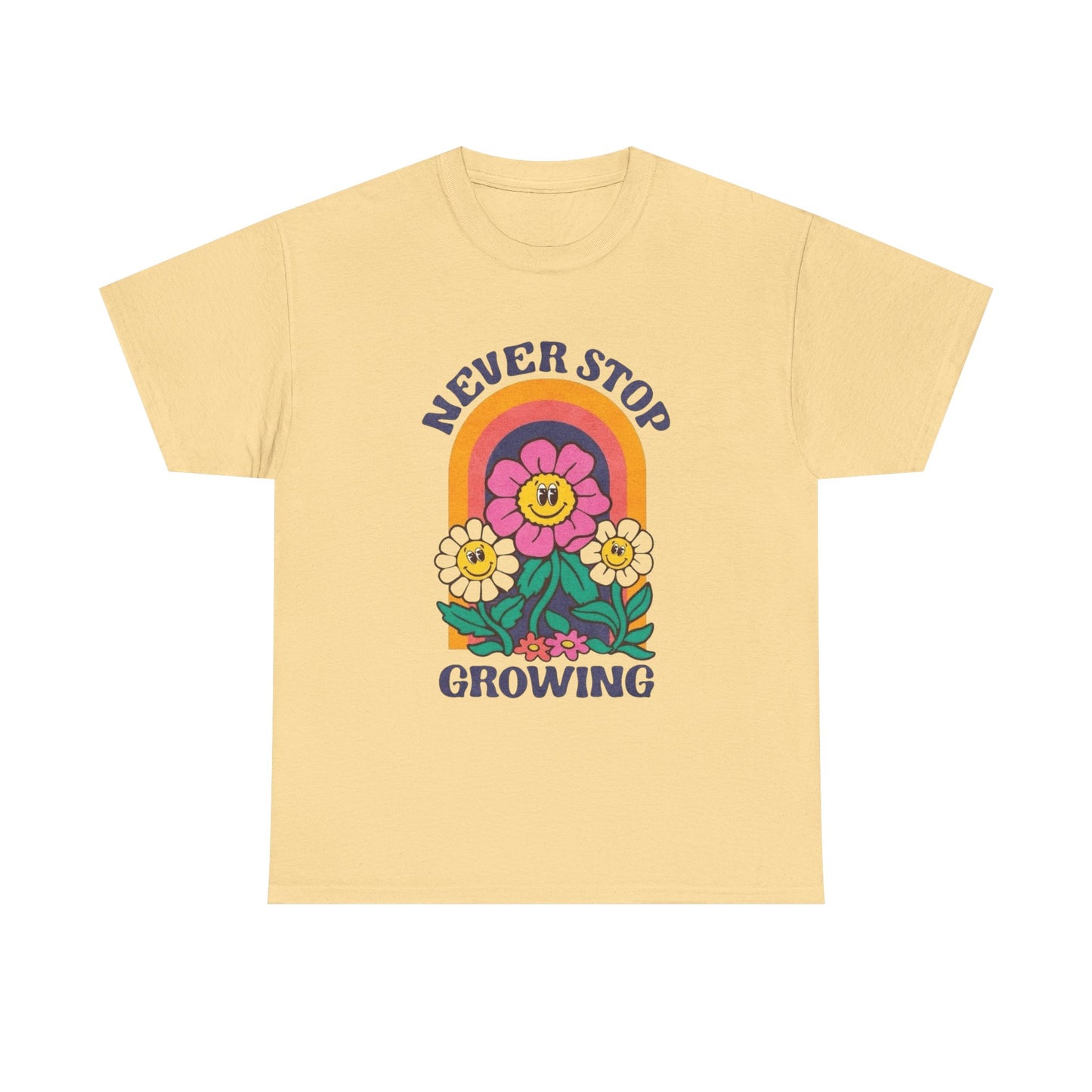 Never Stop Growing Graphic T Shirt NEW ADULT Unisex Heavy Cotton Tee