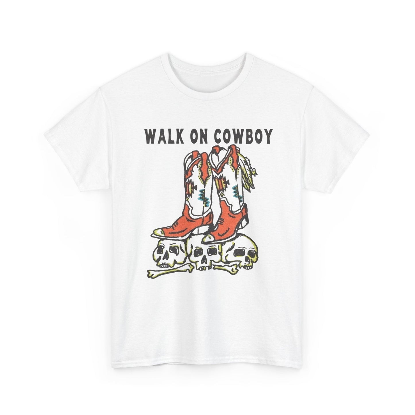 Walk On Cowboy Graphic T Shirt Unisex Heavy Cotton Tee