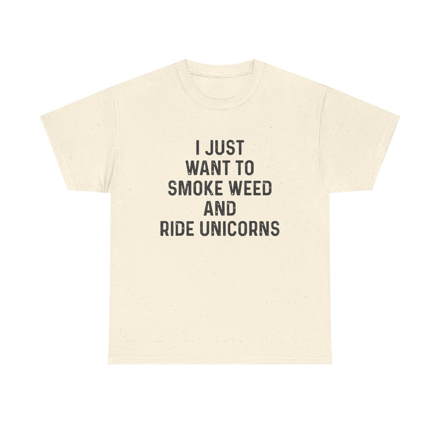 Smoke Weed And Ride Unicorns Funny T-Shirt Unisex Heavy Cotton Tee Gift New