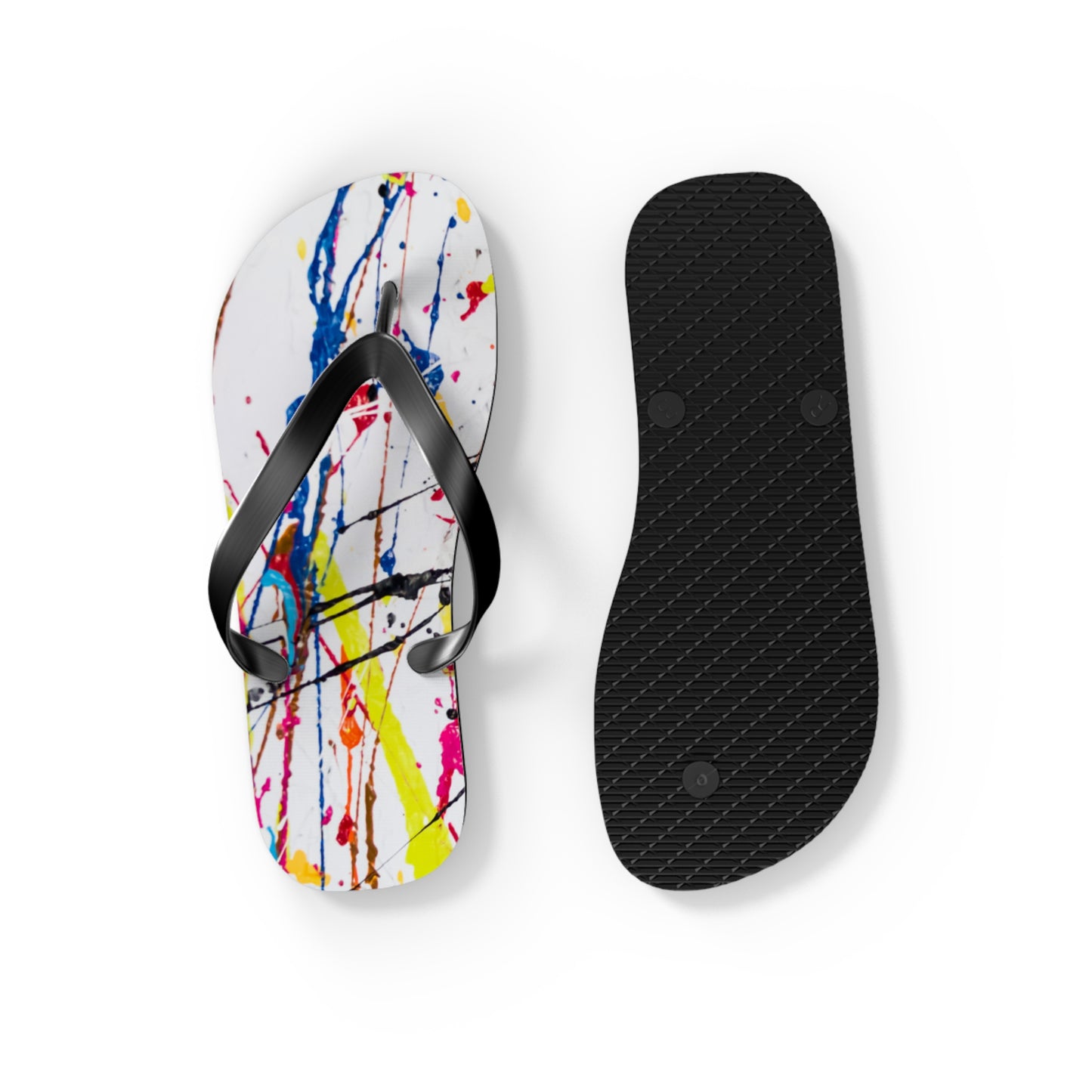 Waves And Sun Sandals Paint Splatter Summer Flip Flops Slides BRAND NEW