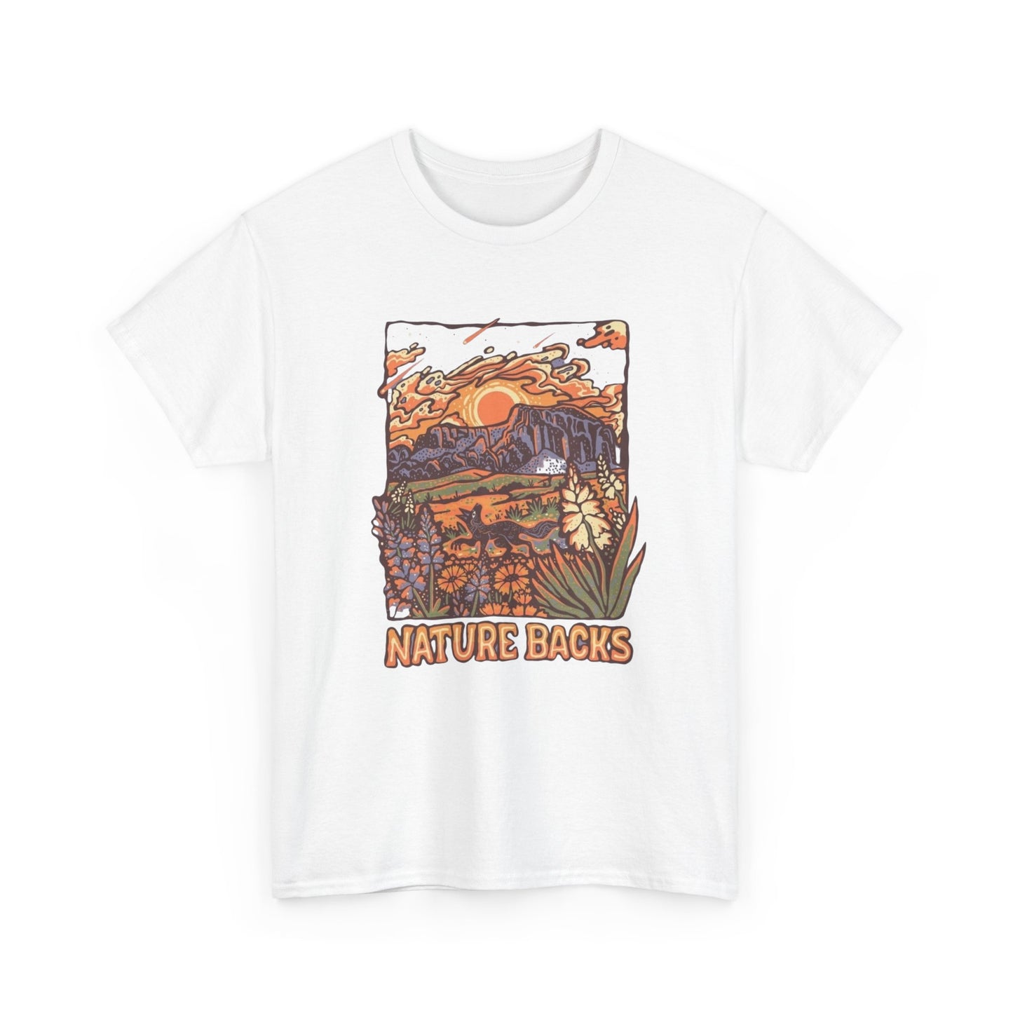 Nature Backs Graphic T Shirt Unisex Heavy Cotton Tee