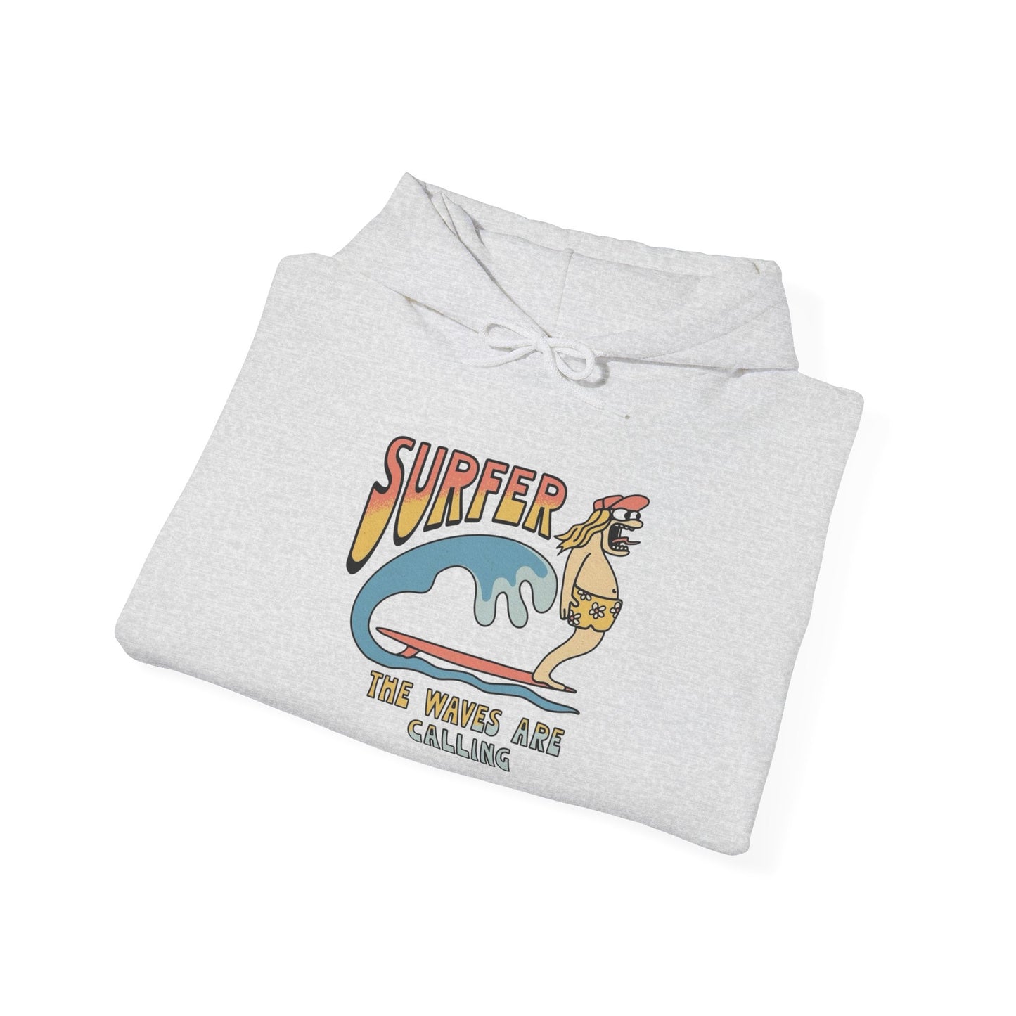 Surfer Waves Are Calling Graphic Hoodie Unisex Heavy Blend™ Hooded Sweatshirt