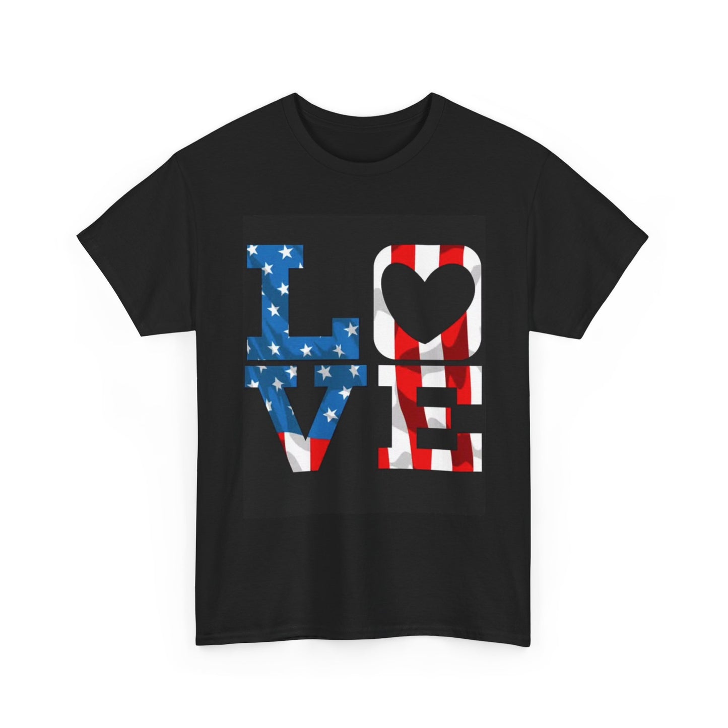 American Hippie Love Tshirt American Flag Retro USA Love Unisex Heavy Cotton Tee
