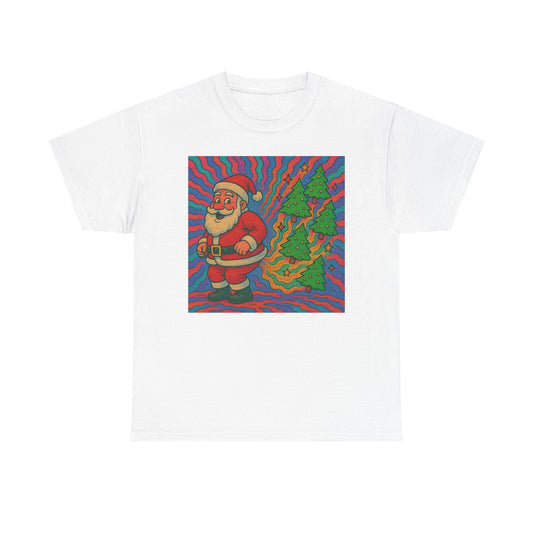 Santa Christmas Tree Cakes Funny Graphic T Shirt Trippy Unisex Heavy Cotton Tee