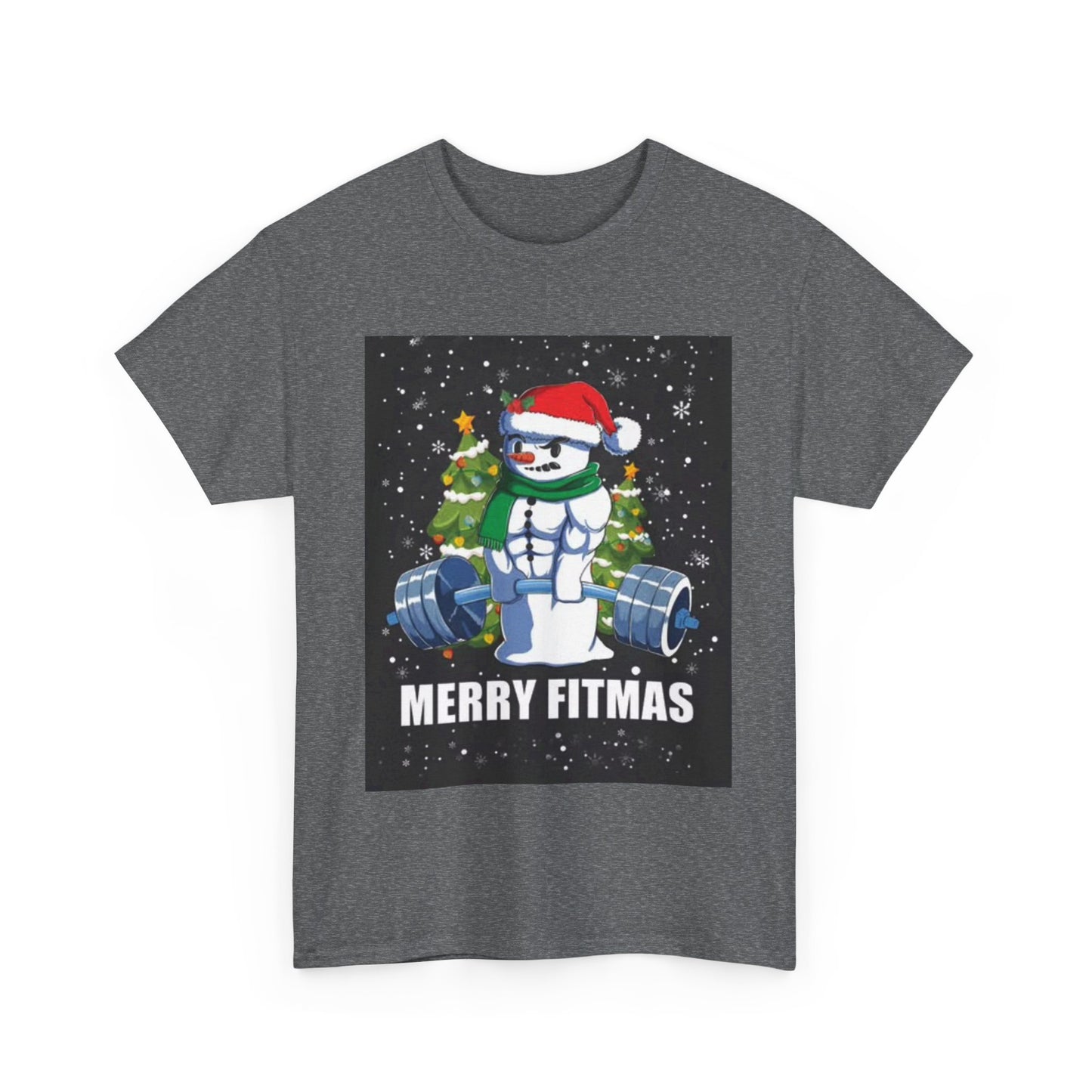 Merry Fitmas Shirt Funny Gym Snowman Christmas Gym Unisex Heavy Cotton Tee