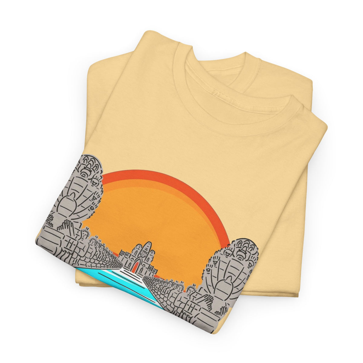 Cambodia Angkor Wat Sunset T-Shirt Men's Graphic Tee Retro