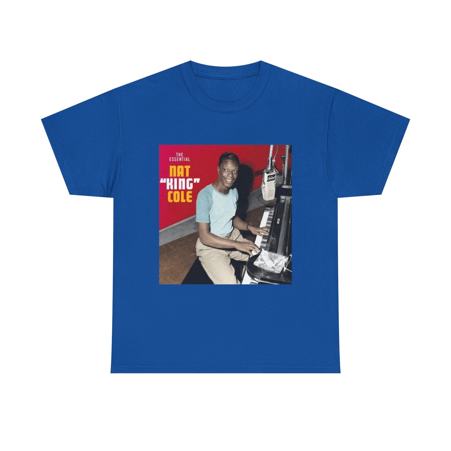 Nat King Cole Tshirt Vintage Piano Concert Poster retro Unisex Heavy Cotton Tee