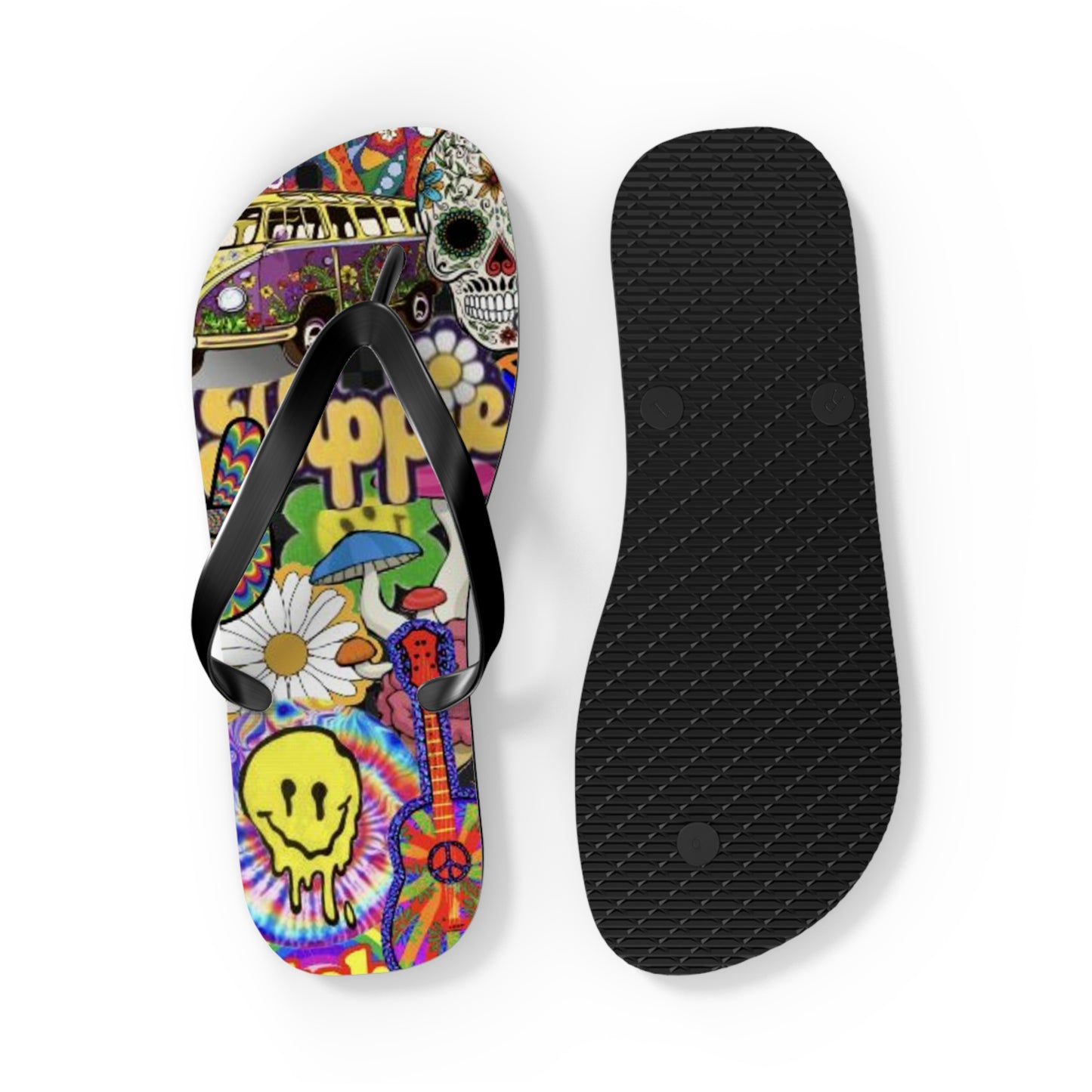 Hippy Trippy Vibes Beach Sandals, Slides for Summer, Flip Flops, Water Resistant