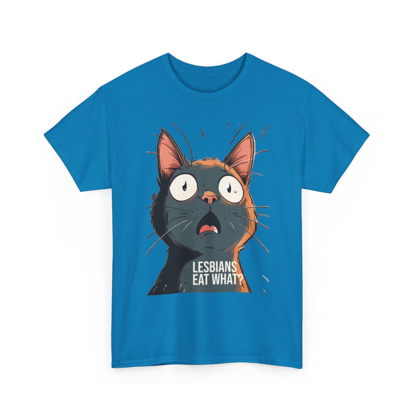 Funny Cat Lesbian Jokes Humor Graphic T Shirt NEW Unisex Heavy Cotton Tee
