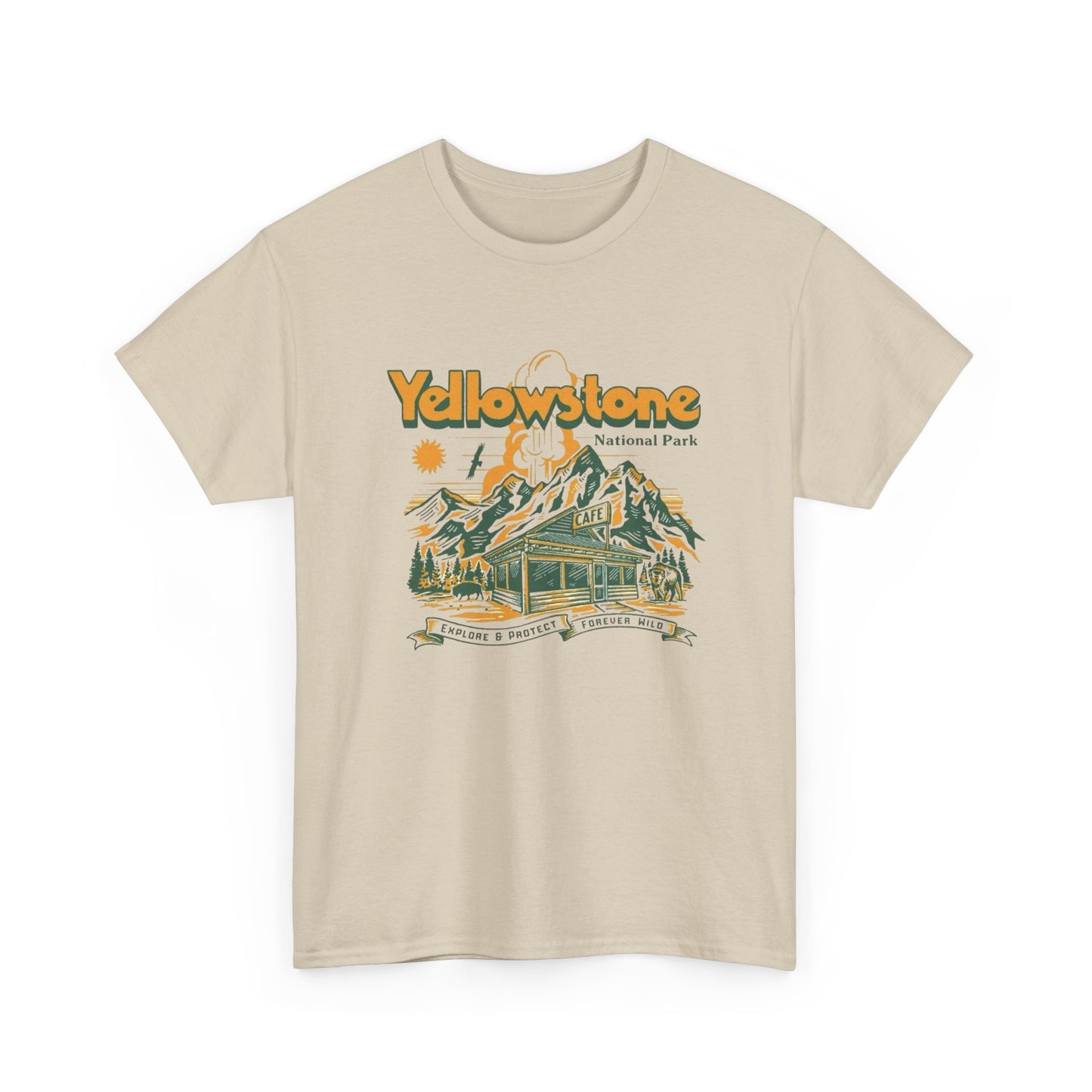 Yellowstone National Park Retro Graphic T Shirt Unisex Heavy Cotton Tee