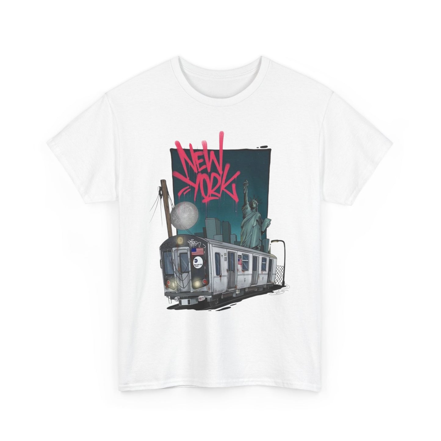 New York Subway Car Graphic T-Shirt Unisex Heavy Cotton Tee NEW