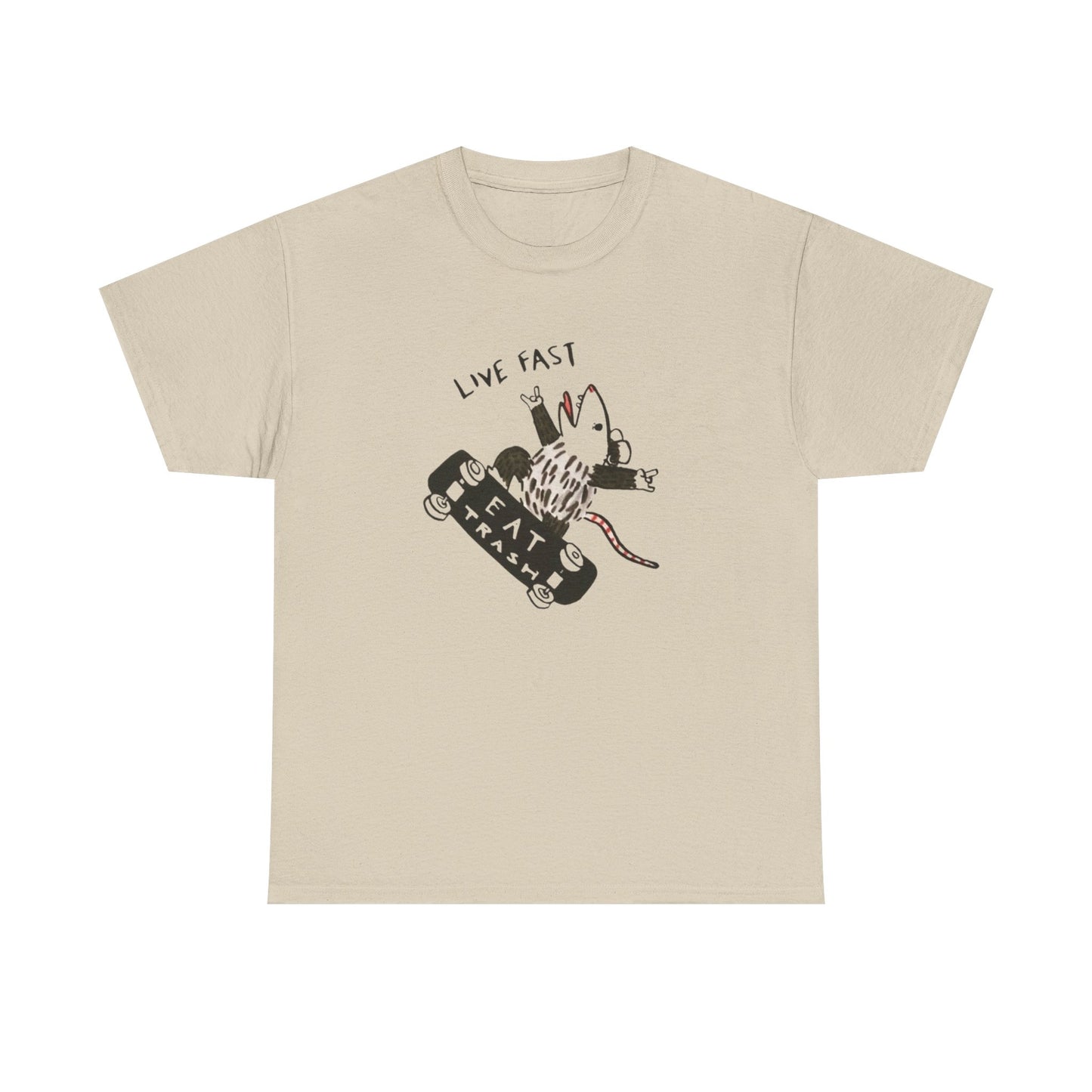 Live Fast Eat Trash Graphic T Shirt Unisex Heavy Cotton Tee