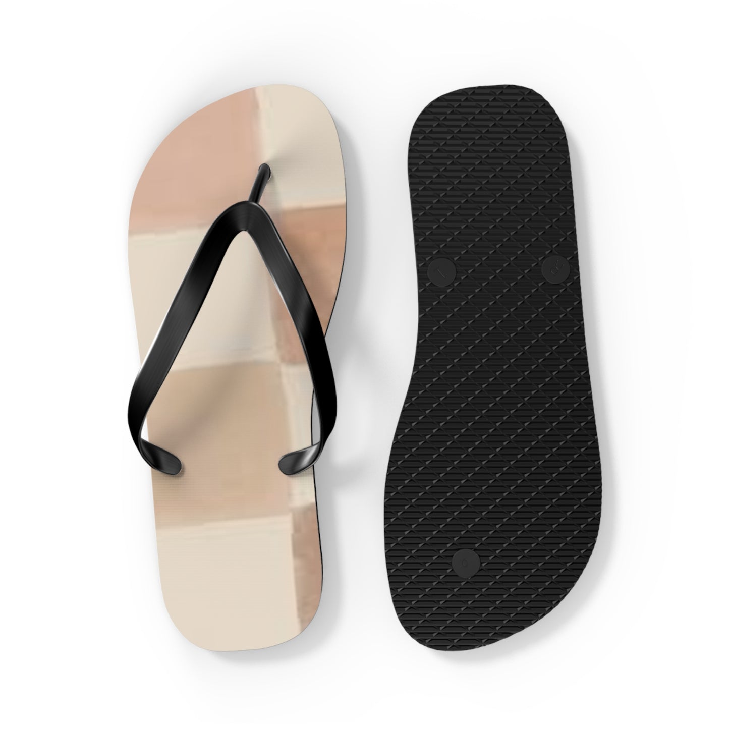 Tan Checkered Sandals, Beach Shoes, Vacation Flip Flops, Pool Slides