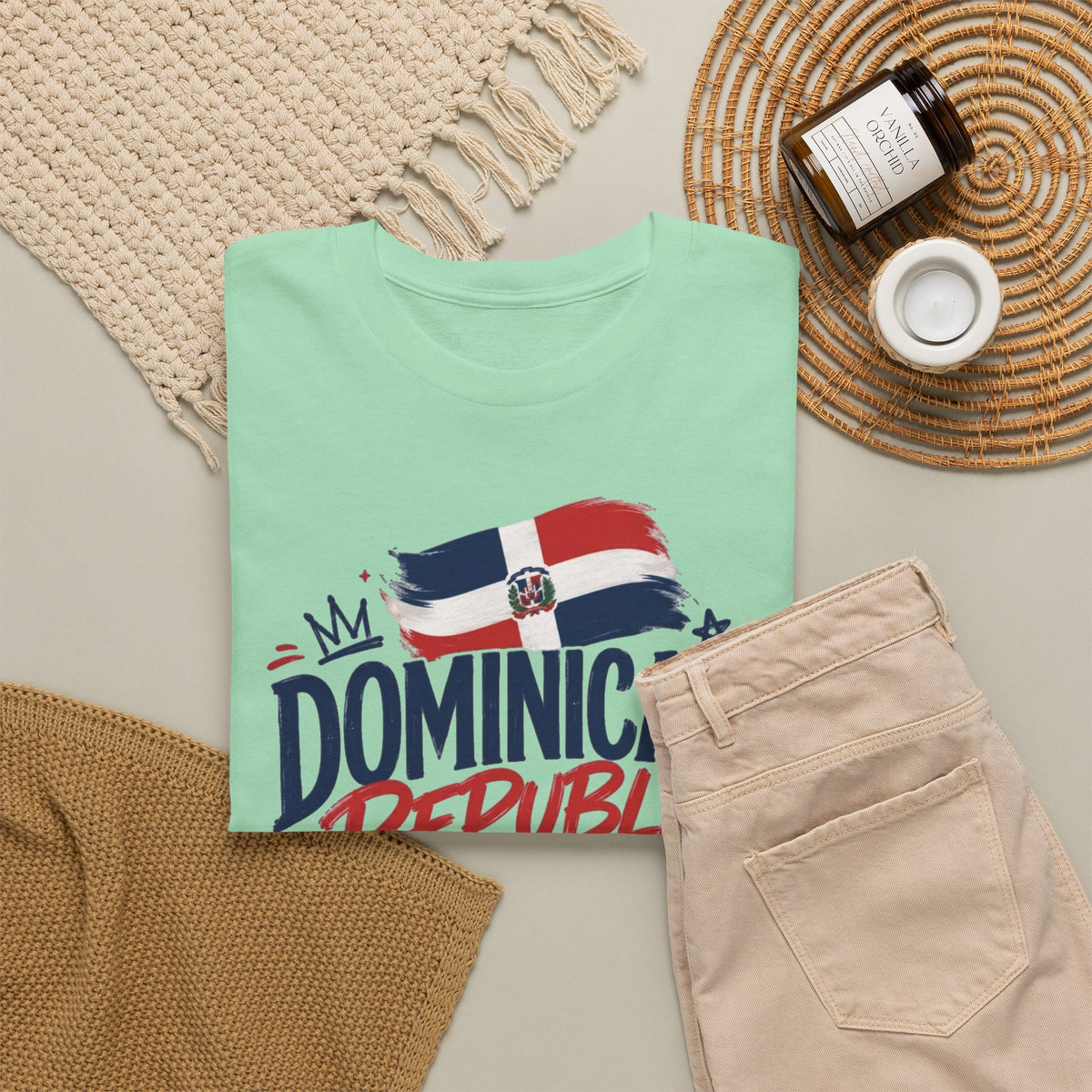 Dominican Republic Graphic T Shirt Men's Flag Retro Heavy Cotton Tee
