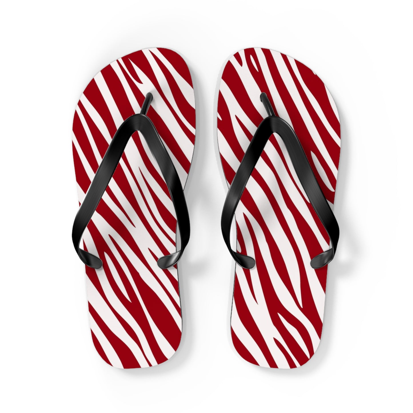 Red Zebra Print Beach Sandals, Slides for Summer, Flip Flops, Water Resistant