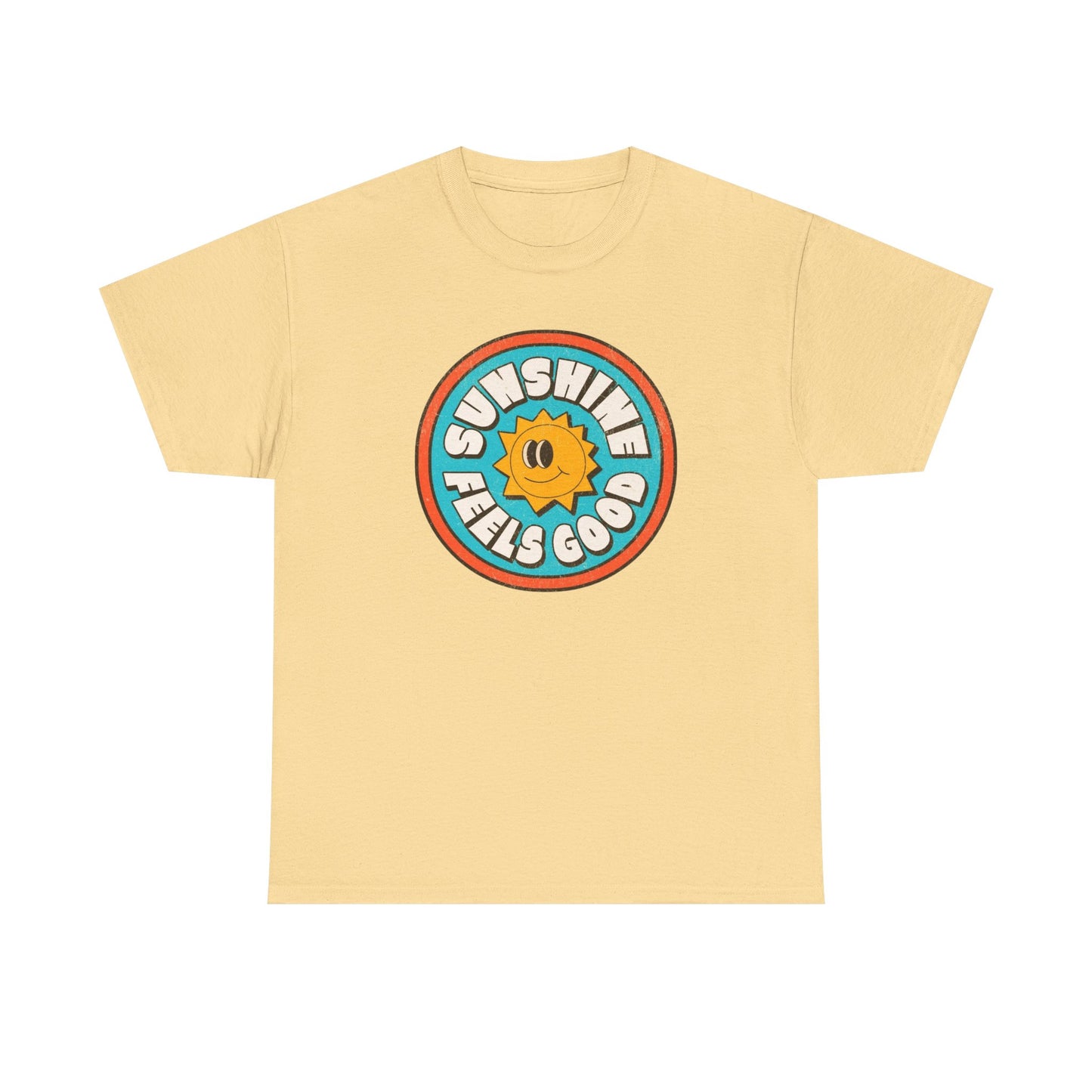 Sunshine Feels Good Graphic T Shirt Happy Smiles Unisex Heavy Cotton Tee