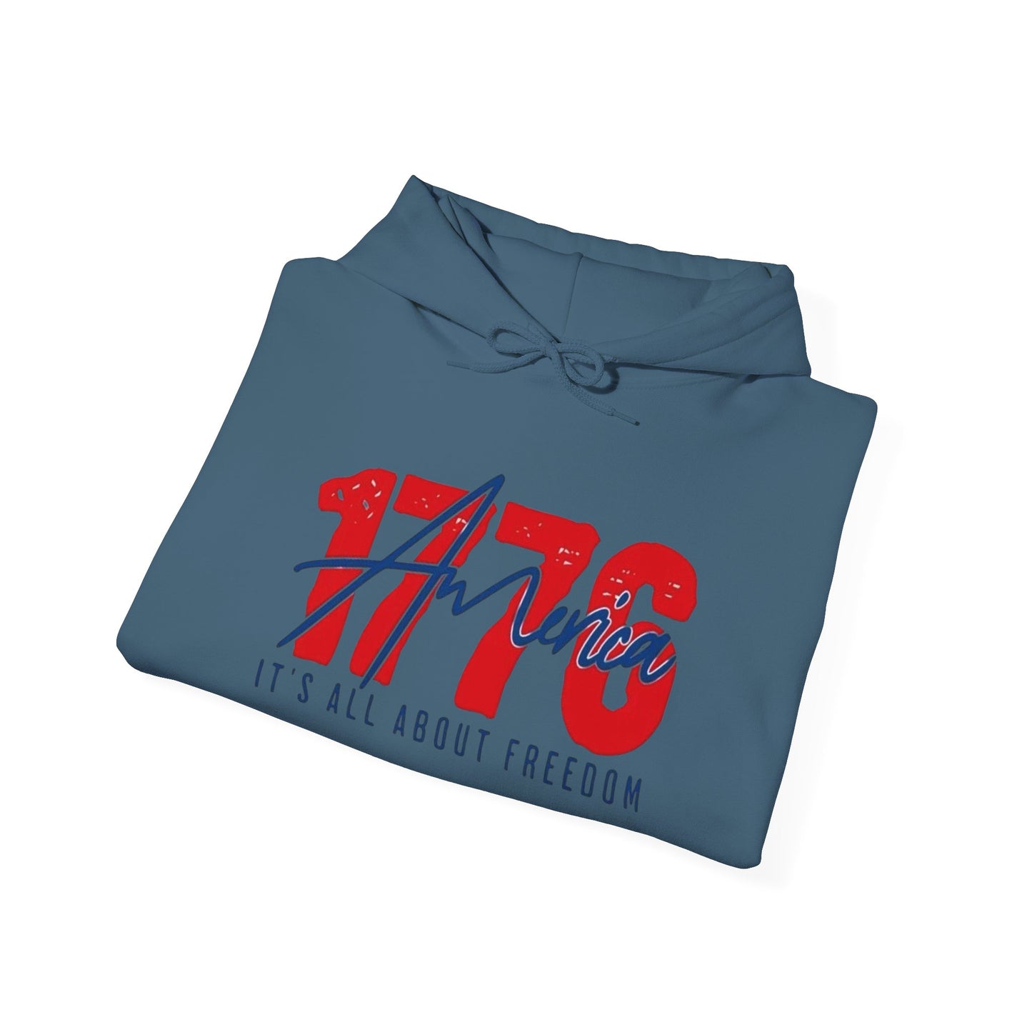1776 All About Freedom USA Graphic Hoodie Heavy Blend Sweatshirt NEW