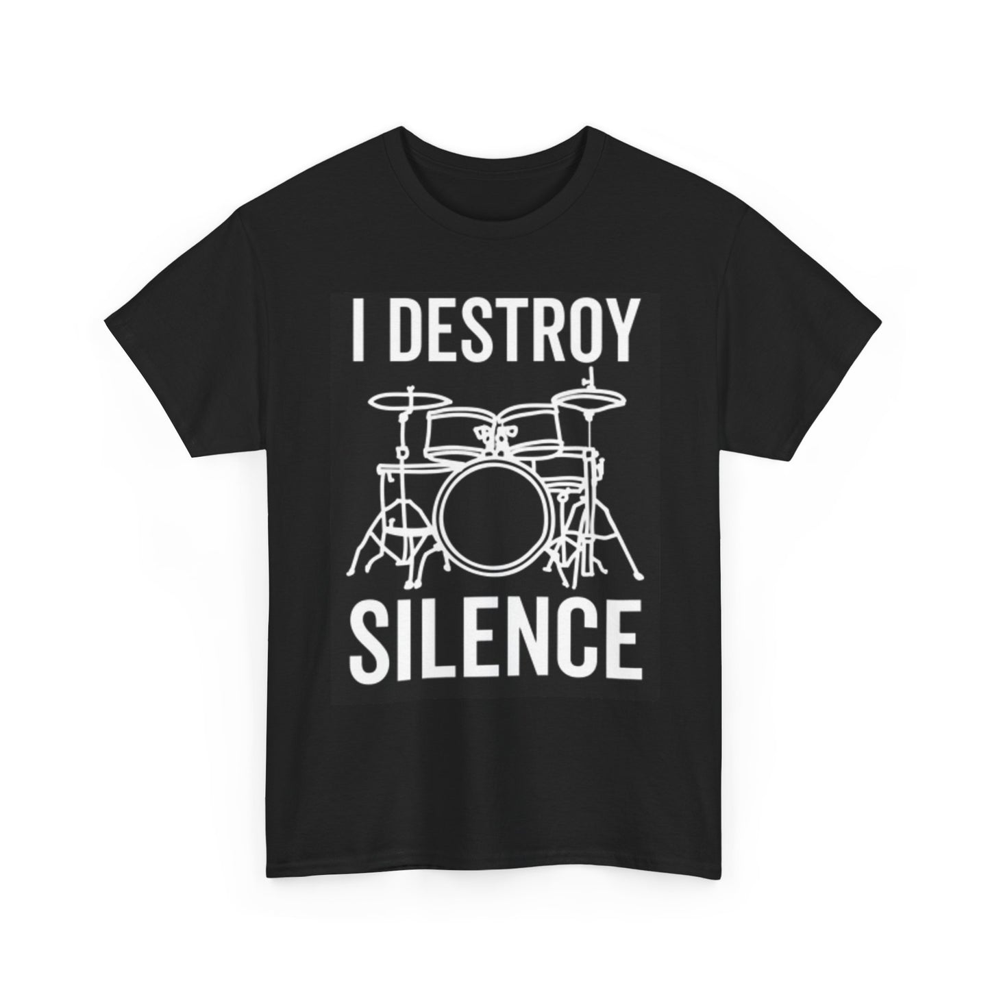 I Destroy Silence Graphic T Shirt Gift Drummer Funny Unisex Heavy Cotton Tee