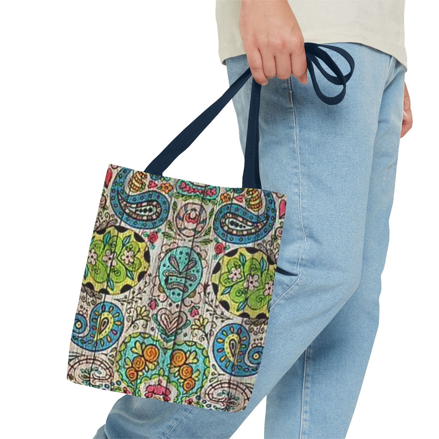Multi Paisley Green Blue Tan Color BRAND NEW MODERN Tote Bag (AOP)