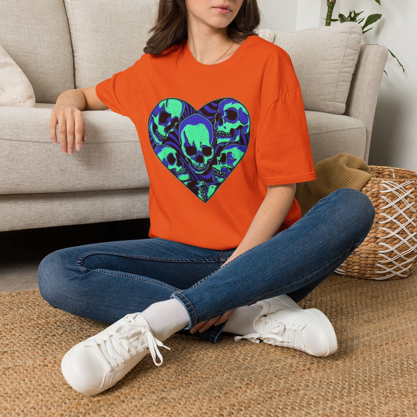 Death Heart Graphic T Shirt Retro Skeleton Unisex Softstyle T-Shirt