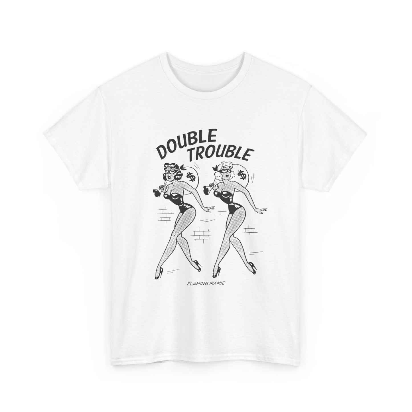 Double Trouble Flaming Mamie Graphic T Shirt Unisex Heavy Cotton Tee NEW Gift