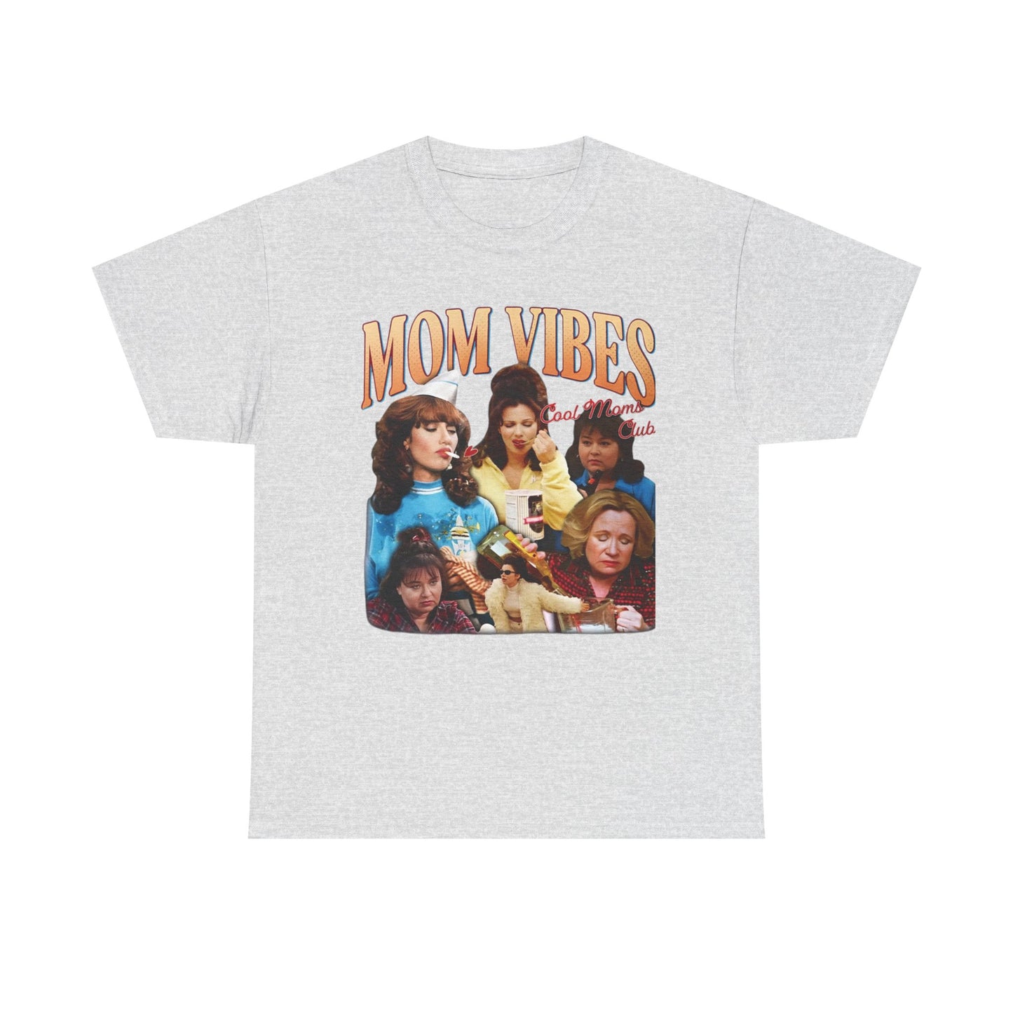 Mom Vibes Retro Graphic T Shirt Vintage Womens Funny 90s Cotton Tee