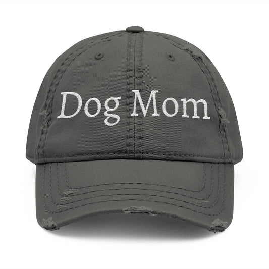 Embroidered Dog Mom Distressed Hat, Animal Lover Gift, Dad Cap, Pet Parent