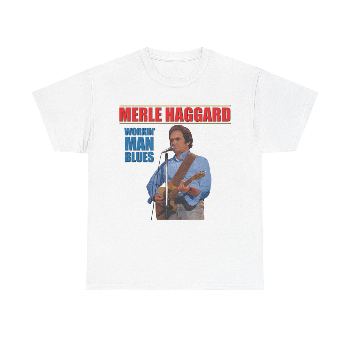 Merle Haggard Tshirt Vintage Country Retro Guitar Unisex Heavy Cotton Hank Jr
