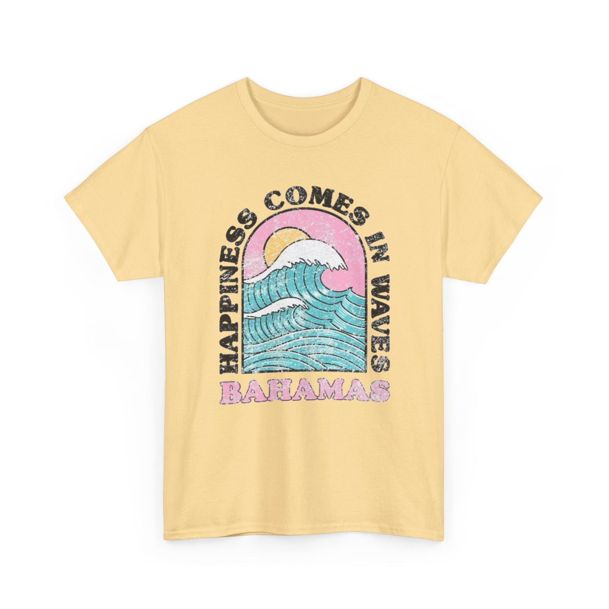 Happiness Comes in Waves Bahamas Ocean Graphic T-Shirt Men's Graphic Tee